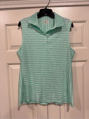 Puma Women’s Mint Striped Sleeveless Polo Tank